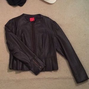 Trendy dark brown leather jacket